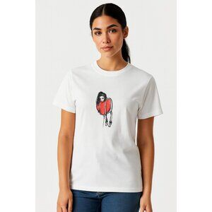 Eri Wakiyama 2019 Graphic T-Shirt Women’s Size S White Cotton Tee Art Print Rare